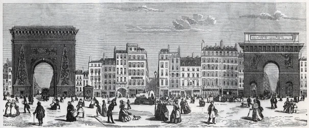 Porte Saint-Denis y rue faubourg Saint Denis - porte saint Martin y rue faubourg Saint-Martin - grabado en “Tableau-de-Paris” de Edmond Texier (1815-1887)