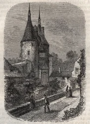 Porte de la Craffe en Nancy vestigio de fortificaciones medievales, erigida en el siglo XIV al norte del casco antiguo - grabado en "Histoire de France" de Victor Duruy