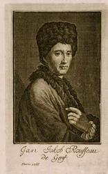 Retrato de Jean Jacques Rousseau (1712-1778). Obra anónima, grabado de 1766. Arte francés