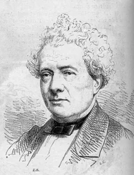 Retrato de Joseph Samson (1793-1871), comediante francés, miembro de la Comédie Française. Grabado en "Le Monde Illustre" n°312 del 4 de abril de 1863.