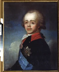 Retrato del Gran Duque Pavel Petrovich (1754-1801) (Retrato del Gran Duque Pavel Petrovich). Pintura de Jean Louis Voille (1744- después de 1803). Óleo sobre lienzo, 73,5 x 59,5 cm, finales del siglo XVIII. Arte francés, clasicismo. Museo Estatal al Aire L