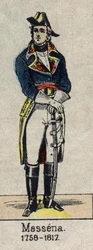 Retrato de pie de André Masséna, Duque de Rivoli (1756-1817), Príncipe de Essling, mariscal del Imperio. Imagen de Épinal de finales del siglo XIX