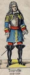 Retrato del Almirante Anne Hilarion de Costentin, Conde de Tourville (1642-1701). Imagen de Epinal de finales del siglo XIX.