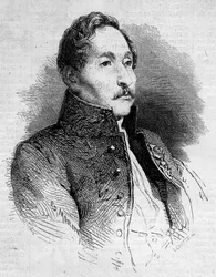 Retrato de Alexandre Denis Abel de Pujol (1787-1861), pintor francés. Grabado en “Le Monde Illustré” n°235 del 12 de octubre de 1861