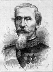 Retrato de Alfonso Ferrero de La Marmora (Lamarmora) (1804 - 1878) general y político italiano. Grabado en "Le Monde Illustré" n°1085 del 19 de enero de 1878