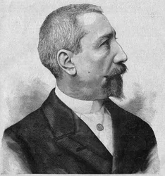Retrato de Anatole France (1844-1924), novelista y poeta francés, miembro de la Academia Francesa. Grabado en “La gazette du dimanche” del 6 de febrero