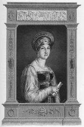 Retrato de Anne Francoise Boutet llamada Mademoiselle Mars (1779-1847) actriz francesa - Grabado de 1862 en “Las Reinas del Mundo” por nuestros primeros escritores. Libro publicado bajo la dirección de J. G. D. ARMENGAUD