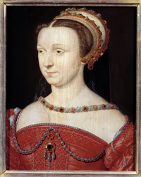 Retrato de Ana de Este-Ferrara, duquesa de Guisa y Nemours en 1549. Pintura de la Escuela Francesa