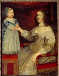 Retrato de Ana de Austria, Reina de Francia (1601-1666) y el delfín Luis XIV niño (1638-1715)