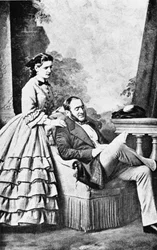 Retrato del Barón Georges Eugène Haussmann (1809-91) y su hija, de La Vida y Tiempos del Barón Haussmann, Londres, Weidenfeld & Nicholson, siglo XIX