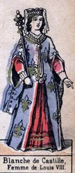 Retrato de Blanca de Castilla (1188-1252), esposa de Luis VIII de Francia. (Dinastía Capetiana). Ilustración de finales del siglo XIX