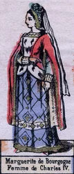 Retrato de Blanca de Borgoña (ca. 1296-1326), esposa de Carlos IV de Francia. (Dinastía Capeto). Ilustración de finales del siglo XIX