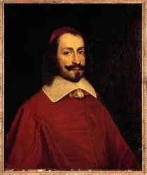 Retrato del Cardenal Jules Mazarin (1602-1661) (Giulio Raimondo Mazzarino o Mazarino) Pintura de la Escuela Francesa del siglo XVII Dim. 0,74x0,6 m Versalles, museo del castillo