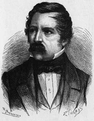 Retrato de Carl August von Steinheil (1801-1870), físico alemán, inventor en el campo de la telegrafía - en "Álbum de Ciencia; científicos ilustres; Grandes descubrimientos" 1896