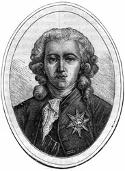 Retrato de Charles Alexandre de Calonne, político francés bajo Luis XVI (1734-1802), controlador financiero. Grabado en “Historia de los Papas-Reyes-Reinas y Emperadores a través de los siglos” por Maurice Lachatre