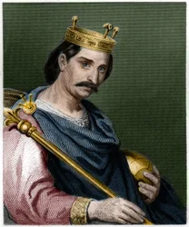 Retrato de Carlos II el Calvo (823 - 877), Rey de Francia - en “Histoire des Francais” de Lavallee, grabado