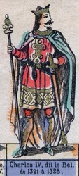 Retrato de Carlos IV de Francia, conocido como Carlos el Hermoso (1294-1328) (dinastía de los Capetos). Ilustración de finales del siglo XIX