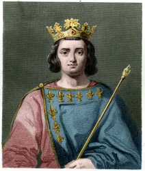 Retrato de Carlos IV el Hermoso (1294 - 1328), Rey de Francia - en “Histoire des Francais” de Lavallee, grabado
