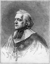 Retrato de Charles Joseph Eugene de Mazenod (1782-1861), obispo de Marsella. Retrato en grabado en “El Mundo Ilustre” n°216 del 1 de junio