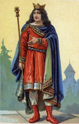 Retrato de Childeberto III, rey de los francos de 695 a 711.