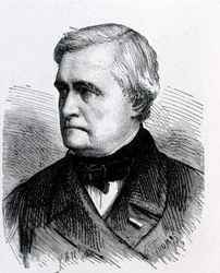 Retrato de Claude Pouillet, físico francés (1790 - 1868) - en “Álbum de la Ciencia; científicos ilustres; Grandes descubrimientos” 1896