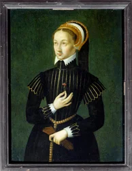 Retrato de Claude de Francia (1499-1524) Reina de Francia y esposa de Francisco I. Pintura anónima del siglo XVI. Dim. 0,28x0,21 m. Chantilly, Museo Condé