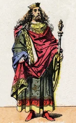 Retrato de Clodión llamado El Cabelludo, rey de los Francos de 428 a 448.