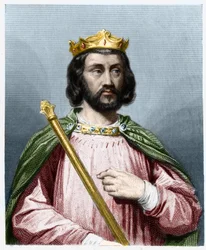 Retrato de Clotario III (652 - 673), Rey de Neustria y Borgoña. Grabado en "Histoire des Francais" por Lavallee.