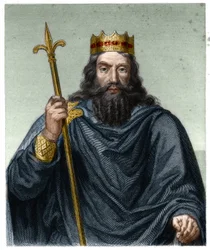 Retrato de Clovis I (c. 466 - 511), Rey de los Francos - en “Historia de los Franceses” por Lavallee, grabado, sd.