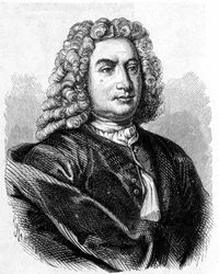 Retrato de Daniel Bernoulli (1700 - 1782), matemático y físico suizo - en "Álbum de la Ciencia; científicos ilustres; Grandes descubrimientos" 1896