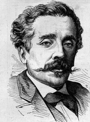 Retrato de Ernest Lacan (1829-1879), periodista y escritor francés. Grabado en "Le Monde Illustré" n°1141 del 8 de febrero