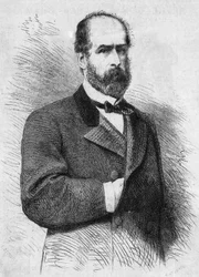 Retrato de Federico Errázuriz Zañartu (1825-1877), Presidente de la República de Chile. Grabado en “Le Monde Illustré” n°760 del 4 de noviembre.