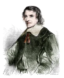 Retrato de François de La Mothe Le Vayer (La-Mothe-Le-Vayer) (1585-1672), filósofo francés. Grabado de 1858