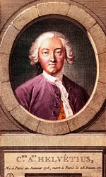 Retrato del filósofo francés Claude Adrien Helvetius (1715-1771), grabado. 1772