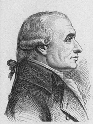 Retrato de Gaspard Monge, Conde de Peluse (1746 - 1818), matemático francés - en “Album de la Ciencia; científicos ilustres; Grandes descubrimientos” 1896.