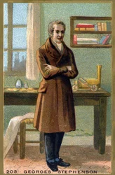 Retrato de George Stephenson (1781-1848). Cromolitografía de finales del siglo XIX