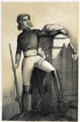Retrato de Henri du Vergier, Conde de La Rochejaquelein (o Verger de La Rochejacquelein) (1772-1794) - en “Galerie historique de la Revolution francaise” por Albert Maurin