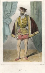 Retrato de Enrique II (1519 - 1559) con una espada.