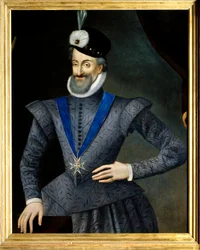 Retrato de Enrique IV (1553-1610) Rey de Francia. Lleva el collar de la insignia de la Orden del Espíritu Santo. Pintura anónima francesa del siglo XVII. Mención obligatoria: Sully sur Loi
