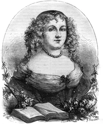 Retrato de Isabel II de Jerusalén (Yolanda de Brienne), Reina de Jerusalén (1212-1228) y esposa de Federico II del Sacro Imperio. Grabado en “Historia de los Papas (...) Crímenes de la Reina Rey y Emperadores a través de los siglos” por Maurice Lachatre