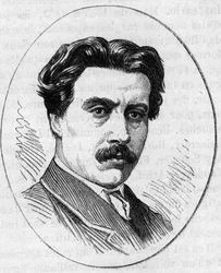 Retrato de Jean Falguiere (1831-1900), escultor francés. Grabado en "Le Monde Illustré" n°890 del 2 de mayo de 1874