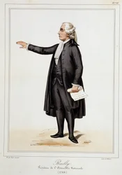 Retrato de Jean Sylvain Bailly (1736 - 1793) - en "Colección de trajes, armas y muebles para la historia de la revolución francesa y del imperio" de Horace de Viel-Castel