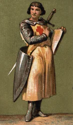 Retrato de Jean de Joinville (1225 - 1317) cronista francés. Amigo y confidente del rey Luis IX, a quien acompañó en la VII Cruzada. Cromolitografía del siglo XIX.