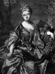 Retrato de Jeanne Becu, Condesa (o Madame) de Barry (1743-1793), última amante de Luis XV, en Ceres, diosa de la Agricultura. Grabado en “Historia de la prostitución y la depravación en los pueblos del mundo desde la antigüedad hasta nuestros días” por el 