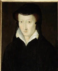 Retrato de Juana de Albret, princesa soberana de Bearne, reina de Navarra (1582-1572), madre de Enrique IV, en vestido de viuda