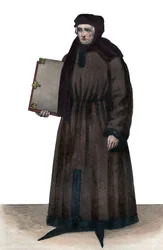 Retrato de Jean Froissart (1337-1404), cronista francés de la Francia medieval.