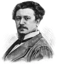 Retrato de Karl Daubigny (1846-1886), pintor francés. Grabado en "Le Monde Illustré", 5 de junio