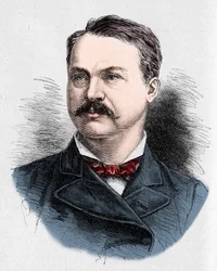 Retrato de Louis Honoré Fréchette (1839-1908), poeta y dramaturgo canadiense. Grabado por Charles Georges en “Le Monde Illustré” n°1328 del 9 de septiembre de 1882.