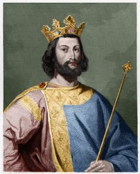 Retrato de Luis VII el Joven (1120-1180), rey de Francia - en «Histoire des Français» de Lavallée, grabado, sin fecha
