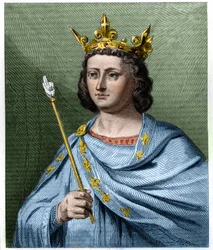Retrato de Luis X el Obstinado (1289-1316), rey de Francia - en «Histoire des Français» de Lavallée, grabado, s.f.